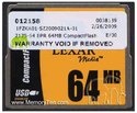 64MB CompactFlash Card Bulk on Tray, Lexar, BPR, 