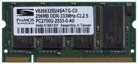 256MB 200p PC2700 CL2.5 8c 16x16 DDR333 2Rx16 2.5