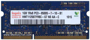 1GB 204p PC3-8500 CL7 8c 128x8 DDR3-1066 1Rx8 1.5
