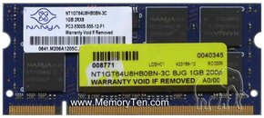 1GB 200p PC2-5300 CL5 16c 64x8 DDR2-667 2Rx8 1.8V