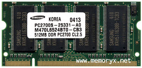 512MB 200p PC2700 CL2.5 8c 32x16 DDR SODIMM T005 