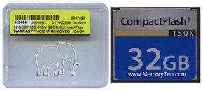 32GB CompactFlash Card 150X w/ 32GB CF label Clam