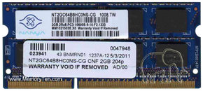 2GB 204p PC3-10600 CL9 16c 128x8 DDR3-1333 2Rx8 1