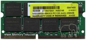 256MB 144p PC133 CL3 16c 16x8 SDRAM SODIMM T017, 