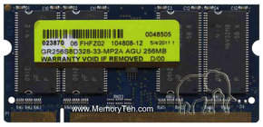 256MB 200p PC2700 CL2.5 8c 32x8 DDR SODIMM, AGU, 