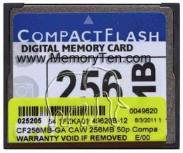 256MB 50p Compactflash Card 78.61x w/CompactFlash
