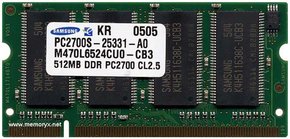 512MB 200p PC2700 CL2.5 8c 32x16 DDR SODIMM T005-