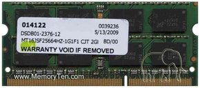 2GB 204p PC3-8500 CL7 16c 128x8 DDR3-1066 2Rx8 1.