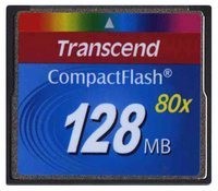 128MB 50p CompactFlash Card 80x Clam, Transcend, 