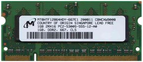 1GB 200p PC2-5300 CL5 8c 64x16 DDR2-667 2Rx16 1.8