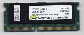 32MB 144p PC66 4c 4x16 SDRAM SODIMM T020, AJB