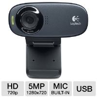 Logitech C310 HD Webcam - 5MP, 720p, 1280 x 720, 