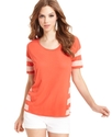 Top, Short-Sleeve Striped-Back Tee