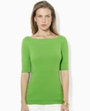 Petite Top, Three-Quarter-Sleeve Boat-Neck Tee