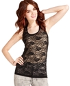 Juniors Top, Sleeveless Lace Tank