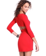 Juniors Dress, Three-Quarter Sleeve Cutout