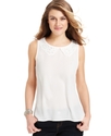 Top, Sleeveless Lace Peter-Pan-Collar