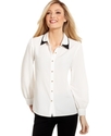 Blouse, Long-Sleeve Button-Down