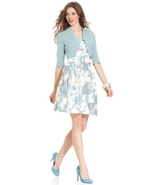 Petite Dress and Sweater, Sleeveless Floral-Print 