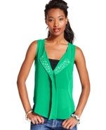 Juniors Top, Sleeveless Studded