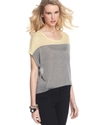 GUESS Top, Short-Sleeve Scoop-Neck Colorblocked Me