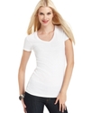 Top, Short-Sleeve Ribbed V-Neck Tee