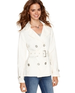 Juniors Jacket, Long Sleeve Belted Double Breasted