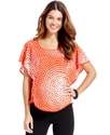 Top, Short Dolman-Sleeve Printed