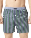 Men's Underwear, Green Stripe Woven Boxers