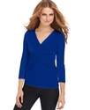 Top, Three-Quarter-Sleeve Solid Twist Front