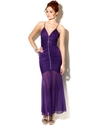 Juniors Dress, Sleeveless Ruched Rhinestone Gown
