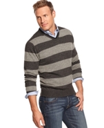 Vintage Sweater, Lambswool-Blend Striped V-Neck Sw
