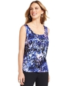 Top, Sleeveless Printed Satin Tank