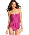 Swimsuit, Sweetheart Ruffled Peplum One-Piece Wome