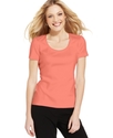 Petite Top, Short-Sleeve Satin-Trim Tee