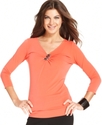 Top, Three-Quarter-Sleeve V-Neck
