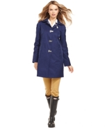 Coat, Hooded Clip-Front Raincoat