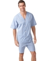 Men's Pajamas, Short Sleeve Woven PJ Top and Short
