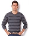 Sweater, All Over Stripe V Neck Sweater