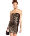 Juniors Dress, Strapless Sequin