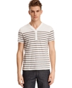 Shirt, Short Sleeve Wide Stripe Henley