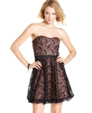 Juniors Dress, Strapless Lace A-Line