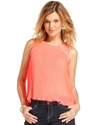 Juniors Top, Sleeveless Pleated