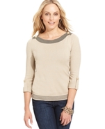 Sweater, Three-Quarter-Sleeve Boat-Neck