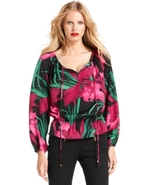 MICHAEL Michael Kors Petite Top, Long-Sleeve Flora