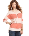 Top, Long-Sleeve Scoop-Neck Striped Sweatshirt