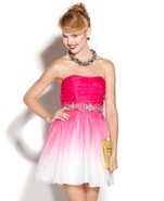 Juniors Dress, Strapless Ombre A-Line