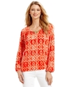 MICHAEL Michael Kors Top, Long-Sleeve Printed Chai