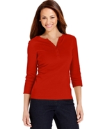 Top, Three-Quarter-Sleeve Henley