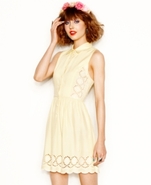 Juniors Dress, Sleeveless Eyelet Shirtdress